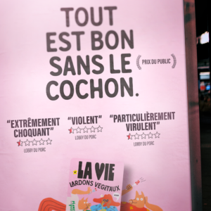 Poster publicitaire pour nos lardons végétaux