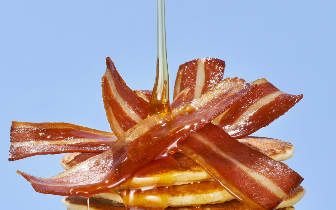 Vegan maple syrup and La Vie™ bacon pancakes