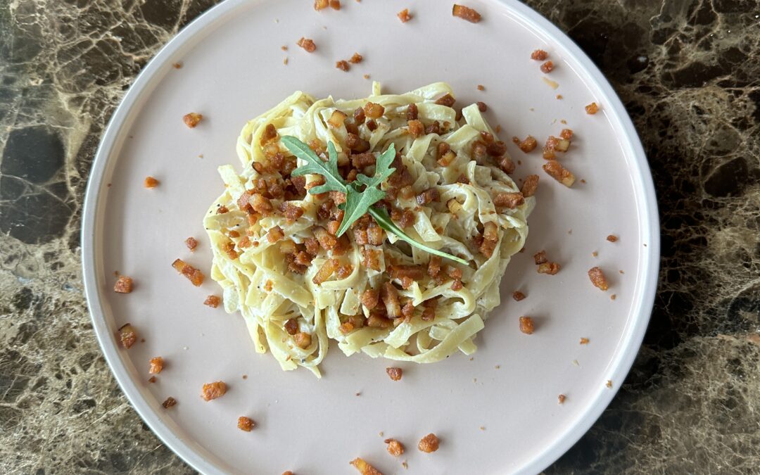 PÂTES CARBO AUX LARDONS VÉGÉTAUX LA VIE™️